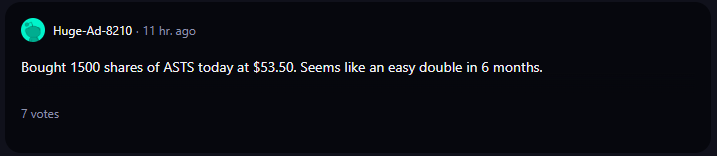 A comment on r/WallStreetBets subreddit. 